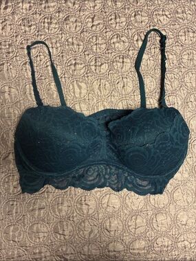 PINK Lace Balconette Push-Up Bralette in Teal